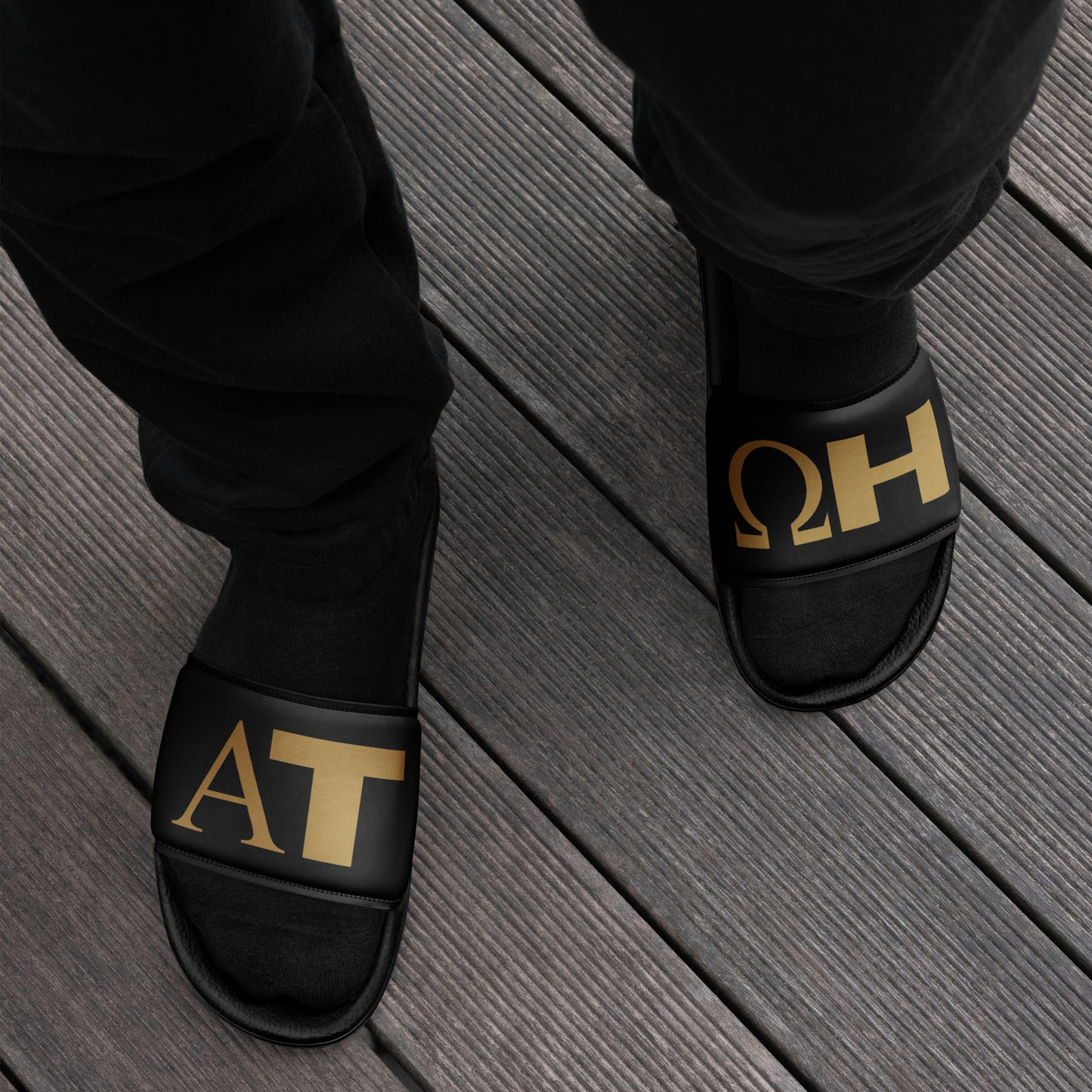 Men’s Alpha/Omega Slides | Gold Logo | Varsity Collection