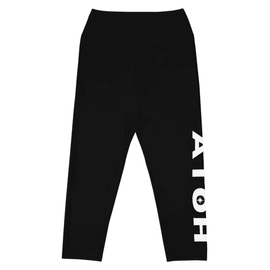 ATOH Capri Leggings | White Logo | Classic Athleisure Collection