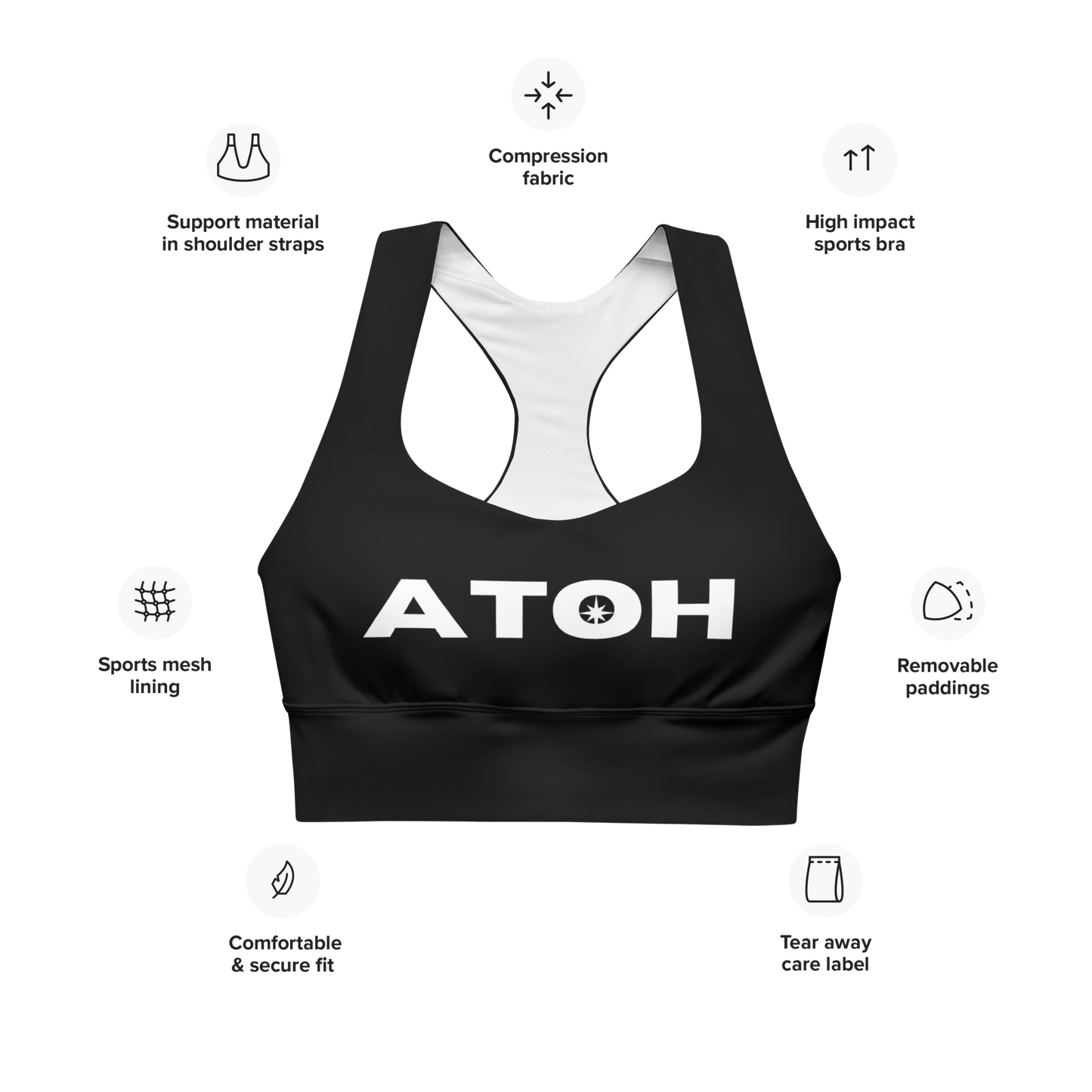 ATOH Longline Sports Bra | Classic Athleisure Collection