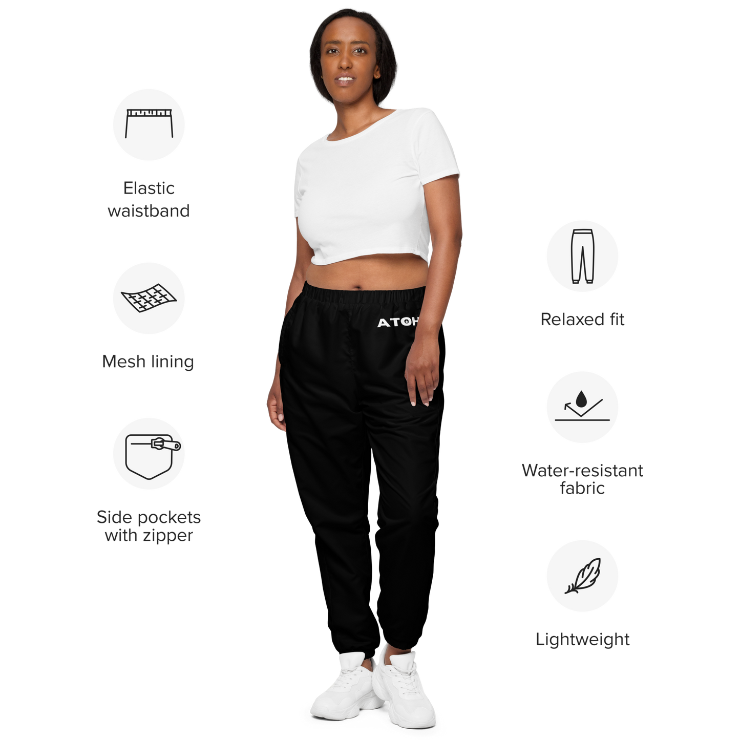 ATOH Unisex Track Pants | White Logo | Athleisure Classic Collection