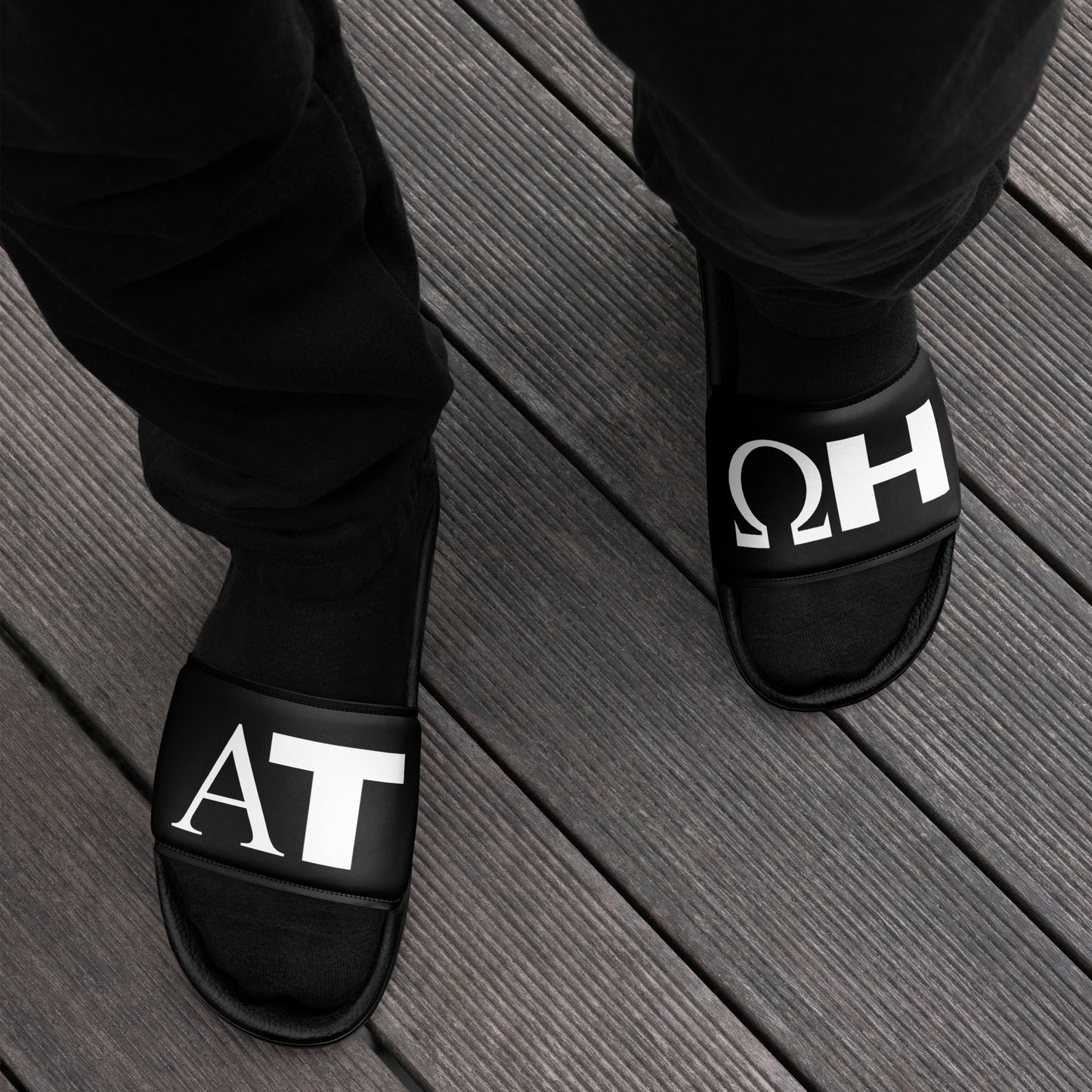 Men’s Alpha/Omega Slides | White Logo | Varsity Collection