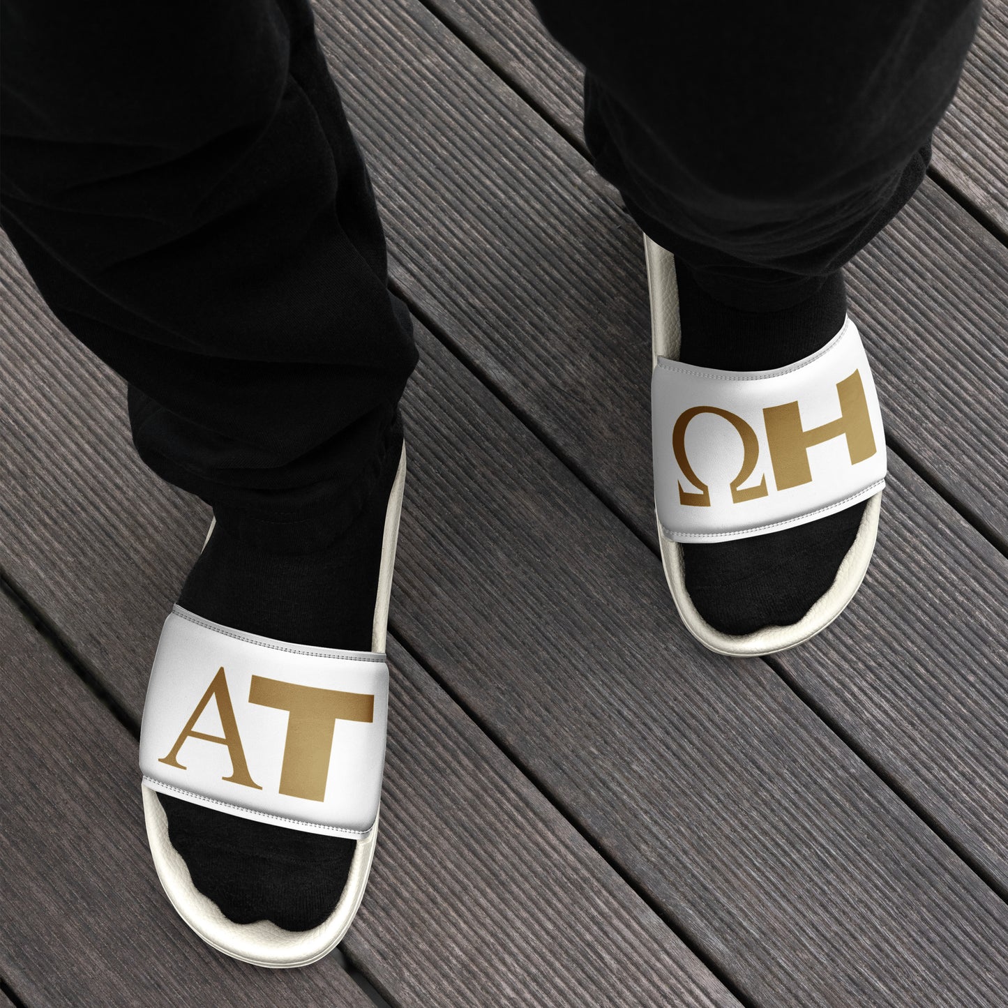 Men’s Alpha/Omega Slides | Gold Logo | Varsity Collection